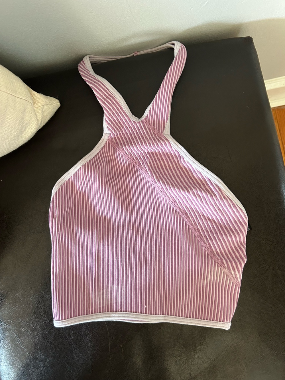 Urban Outfitters Lavender & White Striped Ribbed Halter Top